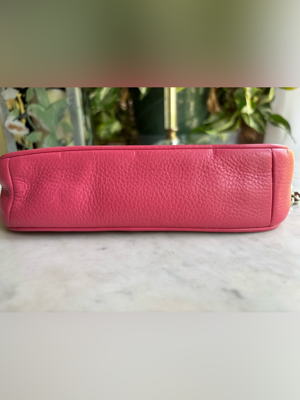 Coach Pink Pebble Leather Wristlet with Chain Strap - Picture 5 of 9